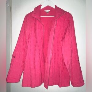 CJ Banks Zip Up Hot Fushia Pink Jacket women’s 2X plus size Preowned excellent